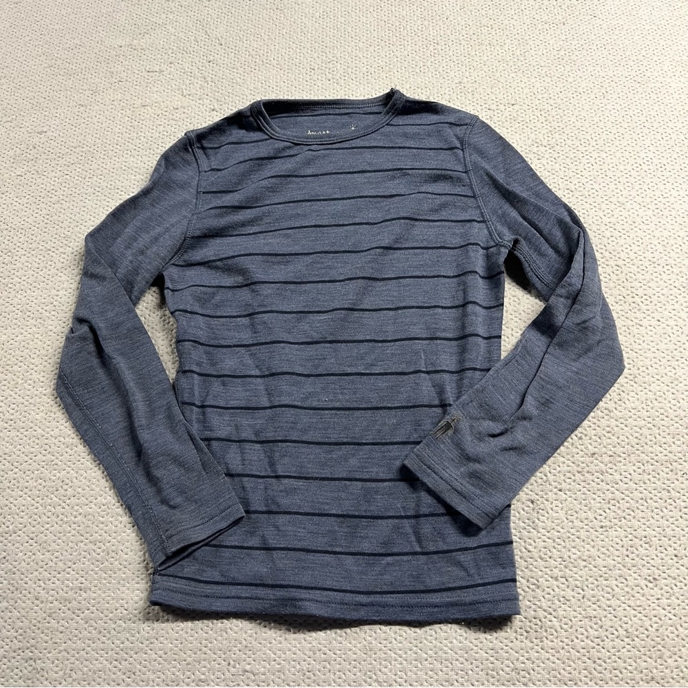 Smartwool Boys 100% merino wool Blue Black Crewneck Long Sleeve Sweater Small